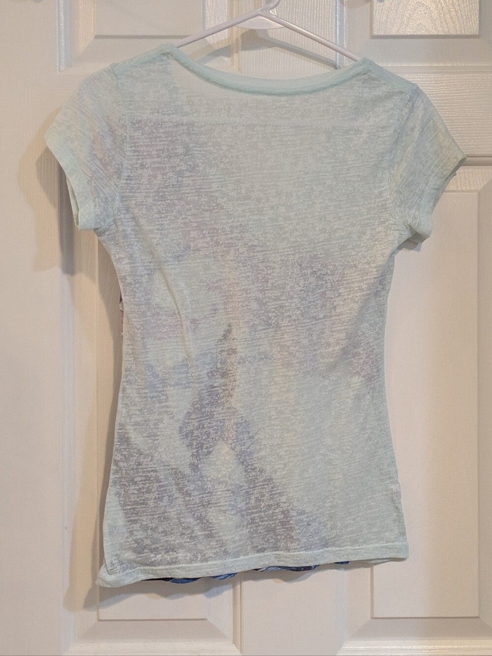 Express Light Blue Floral V-Neck Tee - Lavender & Blue Print - Picture 2 of 3